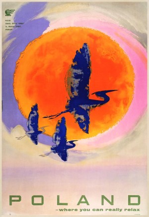 Poland travel poster - Relax with birds and sun